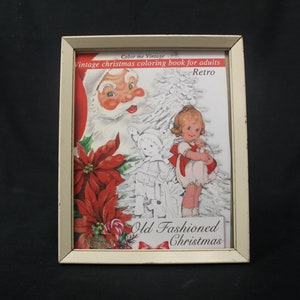 Vintage Framed &#39;Old Fashioned Christmas Coloring Book&#39; Cover (V4915)