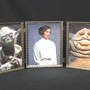 Vintage Heavy Ornate Triple 8x10 Brass 1970’s Tri-Frame with Star Wars (V1977)