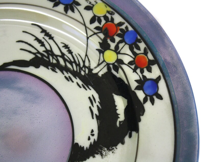 E3453 Vintage Set of Seven Small Blue Lustre Plates