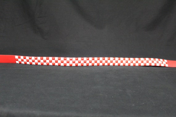 Vintage Red & White Checkered Belt w/ Metal Playi… - image 5