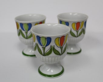 Vintage Set Of Three MCM Tulip Footed Mugs (V4539)