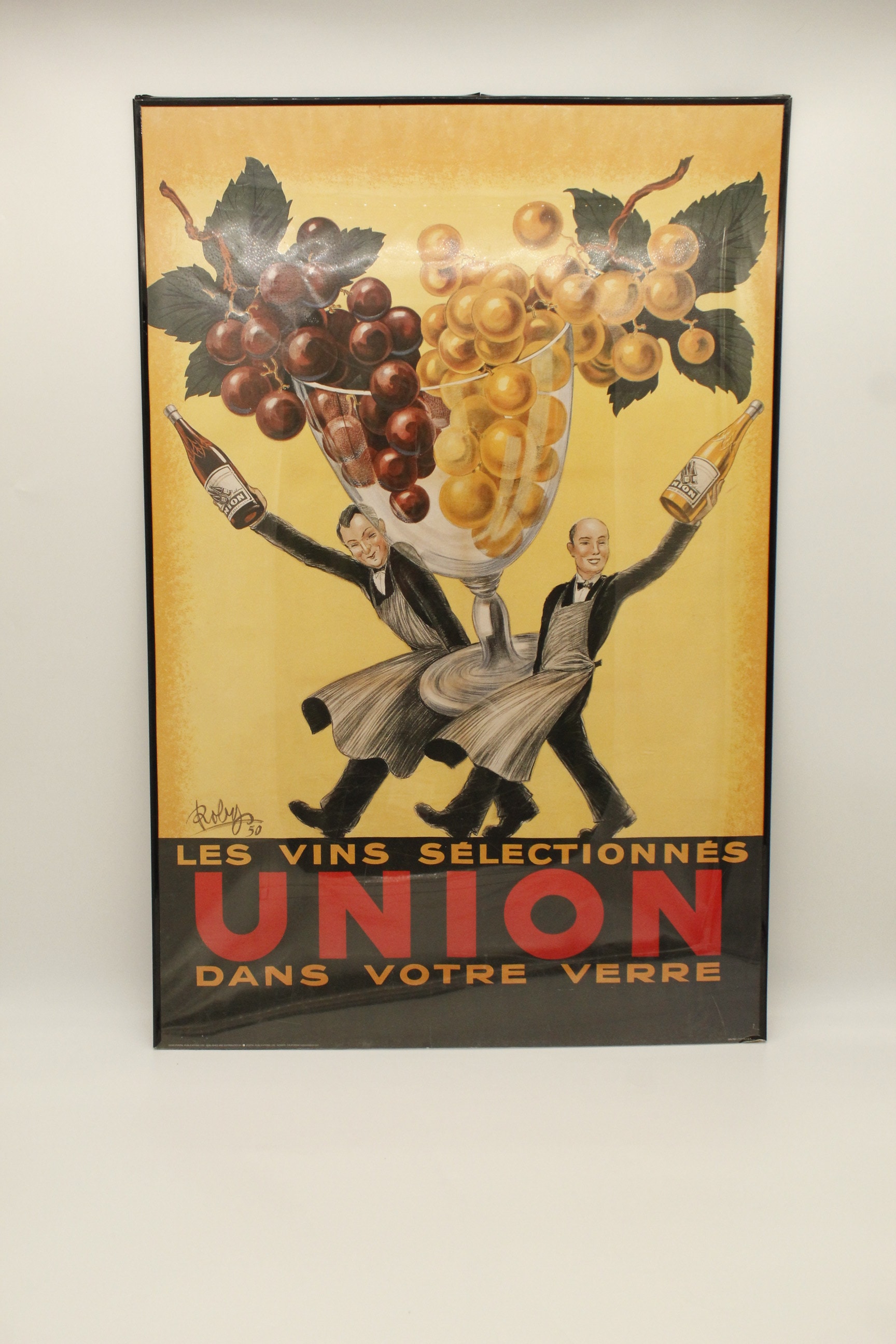 Cartel Vintage Reproducido De Vino Francés "Les Vins Selections" Con Copa Y Uvas, De GREATVINTAGEPOSTERS