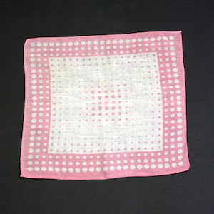 Vintage Pink Polka Dot Ladies Handkerchief (E7593)