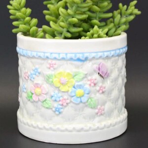 Vintage Lefton Quilted Floral Ceramic Pot (E925)