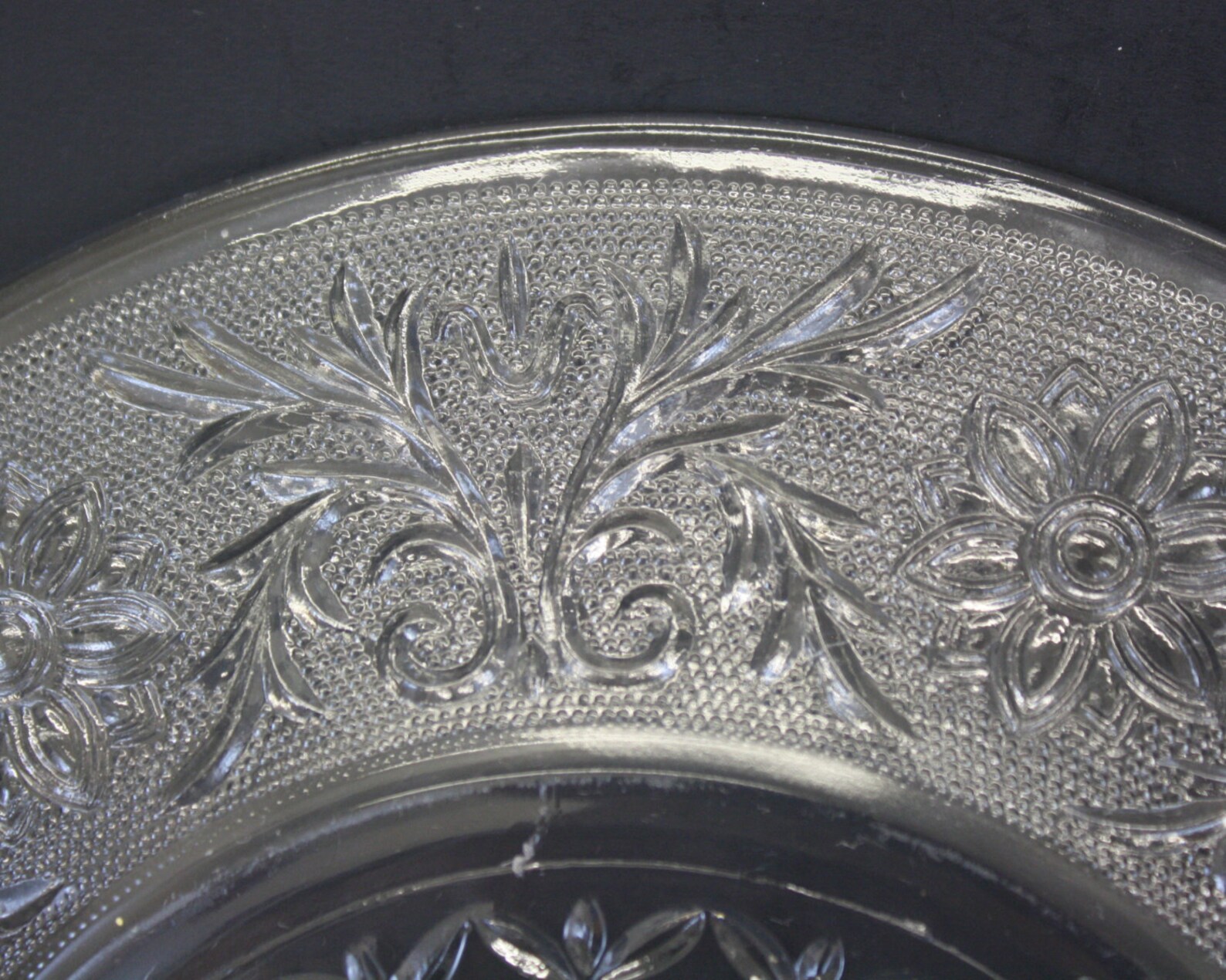Vintage Floral Pressed Clear Glass Dinner Plates Set of 2 Etsy