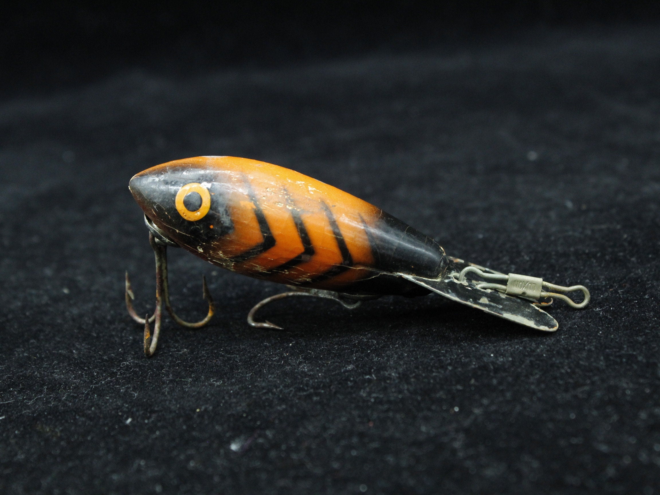 Vintage Fishing Lure, Orange Body and Black Markings V7939 