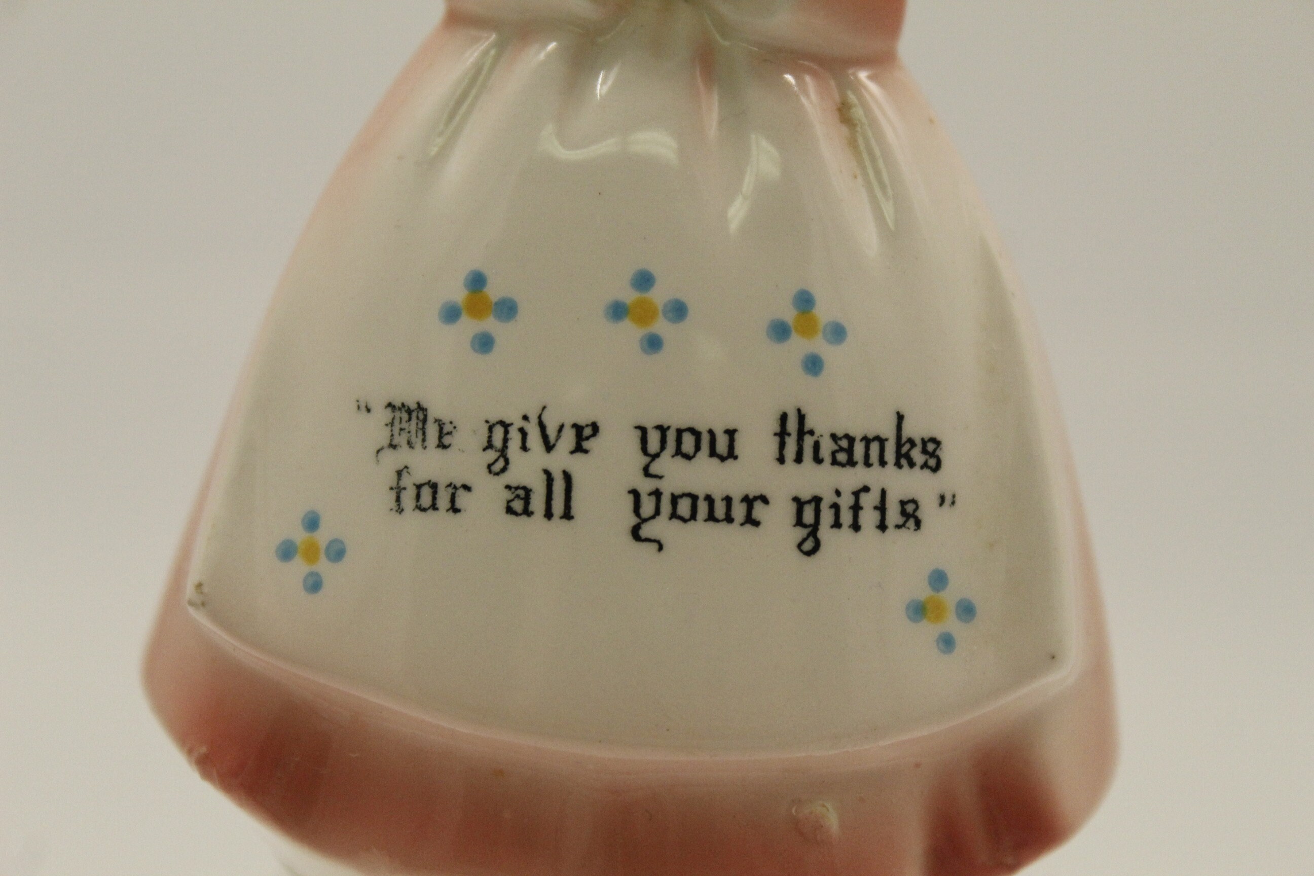 Vintage Woman Give Thanks Japan Enesco Prayer Shaker Pink Vintage Woman Give Thanks Japan Enesco Prayer Shaker Pink