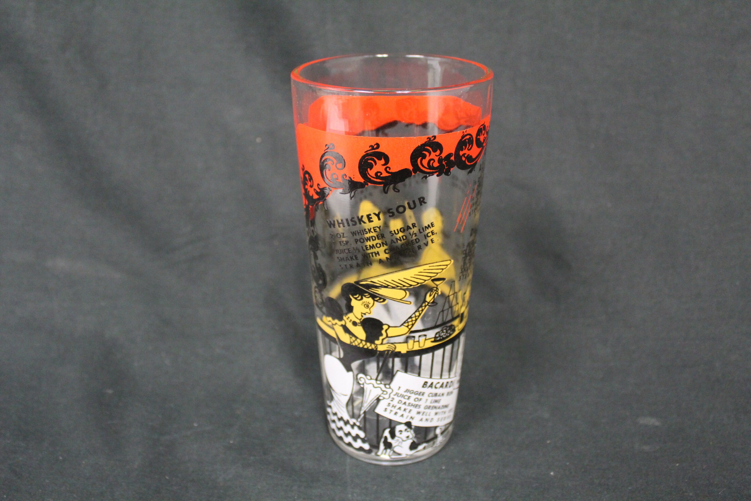 Vintage Large Glass Bar Shaker Victorian Images Without Top (V5277