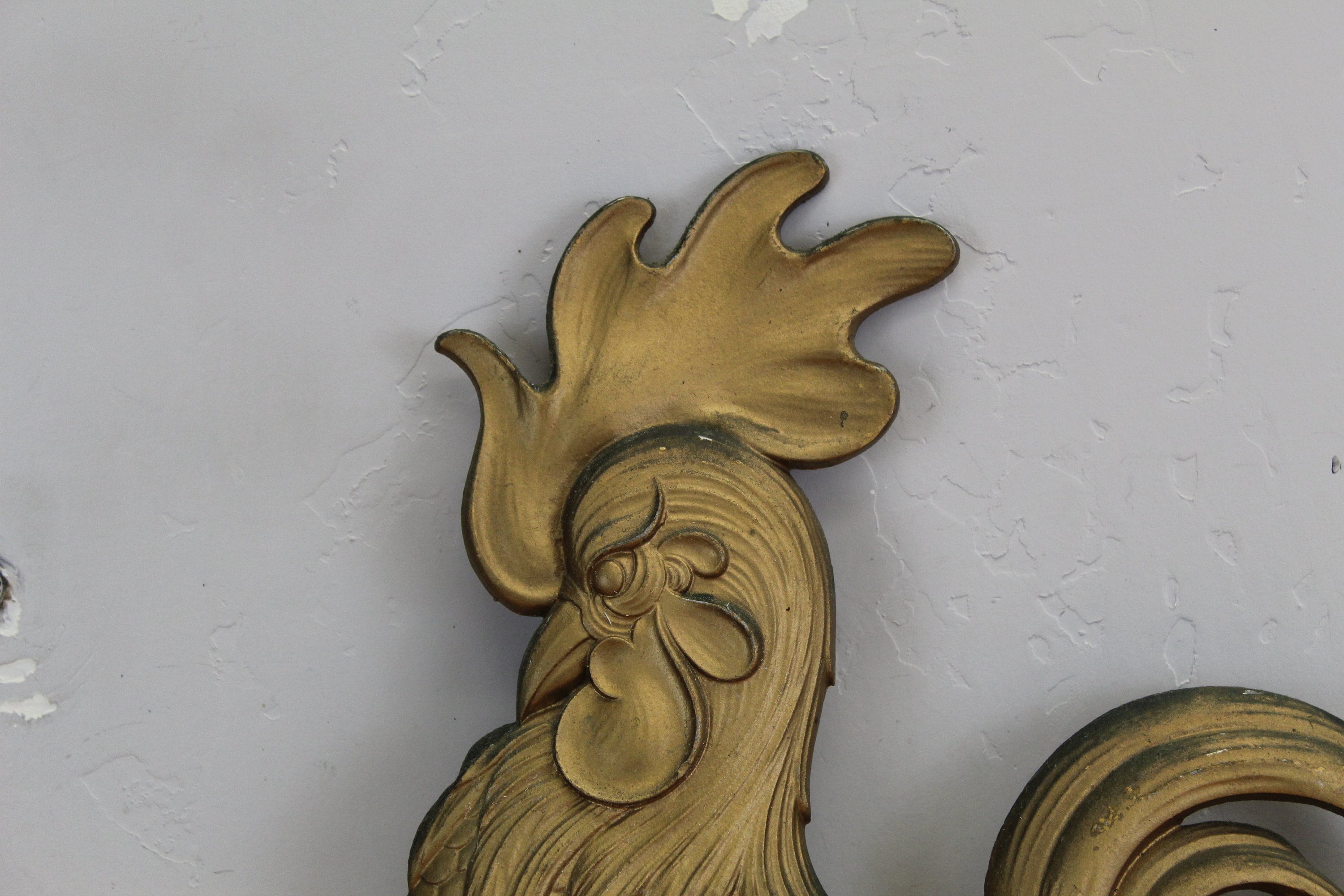 Vintage Large Goldtone Metal Rooster Wall Hanging E13823 Etsy