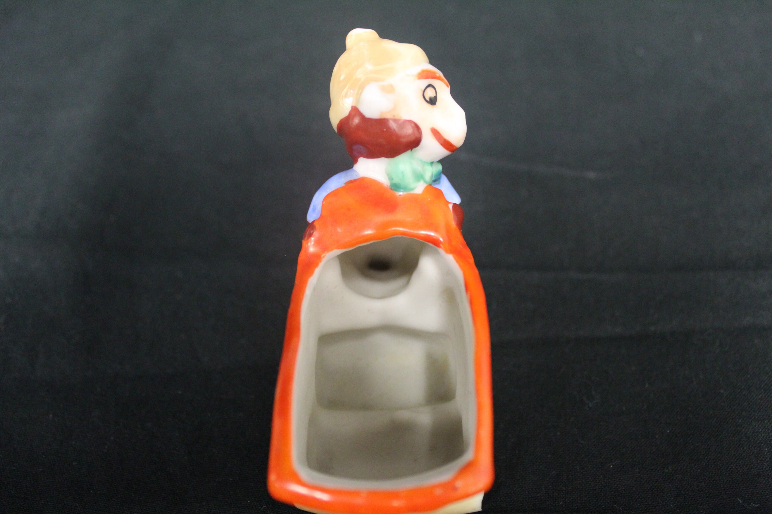 Vintage Smiling Dwarf Miner Man Japan Ceramic Boy Pushing Orange
