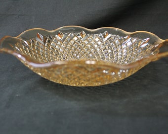 Vintage Peach Lustreware Diamond Textured Bowl with Fluted Edge (V1481)