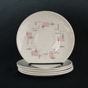 Vintage Vernon &#39;Tickled Pink&#39; Set of Five Saucers (E10403)