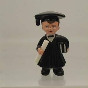 Vintage Graduation Black Plastic Male Figurine (V10169)