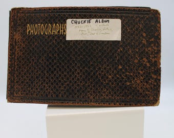 Vintage Woven Leather Photograph Album with Photos (S4521)