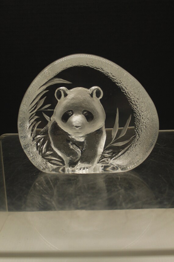 Vintage Kosta Boda Panda Swedish Signed Mats Johasson Art Glass