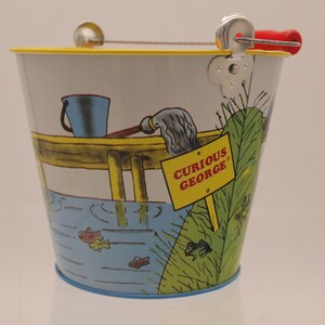 Vintage Curious George 1996 Schylling Pail "Falling off the Deck" (V10527)