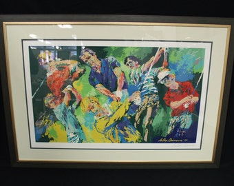 ち*6様 Leroy Neiman オーガスタ ゴルフ シルクスクリーン Vintage Leroy Neiman Six Golfers by Open Edition Serigraph