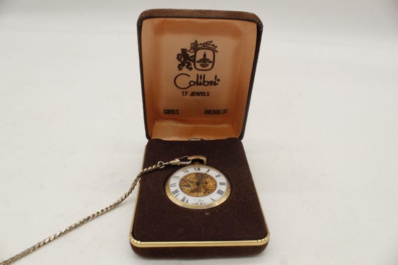 Vintage Colibri Swiss Pocket Watch Roman Numerals & Chain in  display picture 1