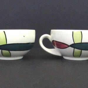 Vintage Blue Ridge Abstract Mid Century Pattern Tea Cups Set of Two (E2736)
