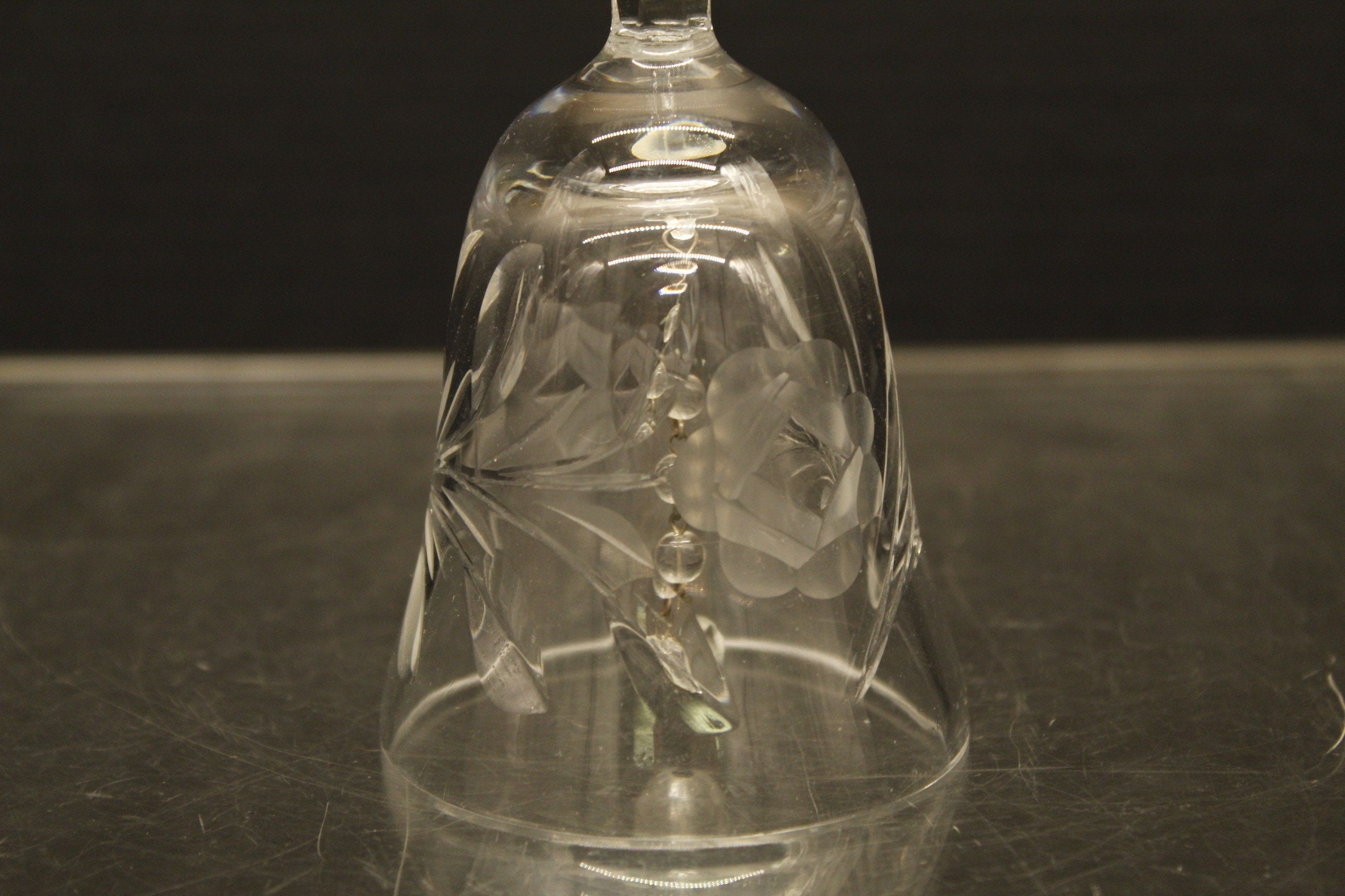 Vintage Germany Clear Glass Floral Etched Bell (V10255) - Etsy