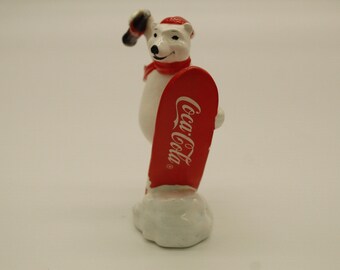 Vintage Coca-cola Enesco Set of Two Snowboarder Polar Bears (V8762