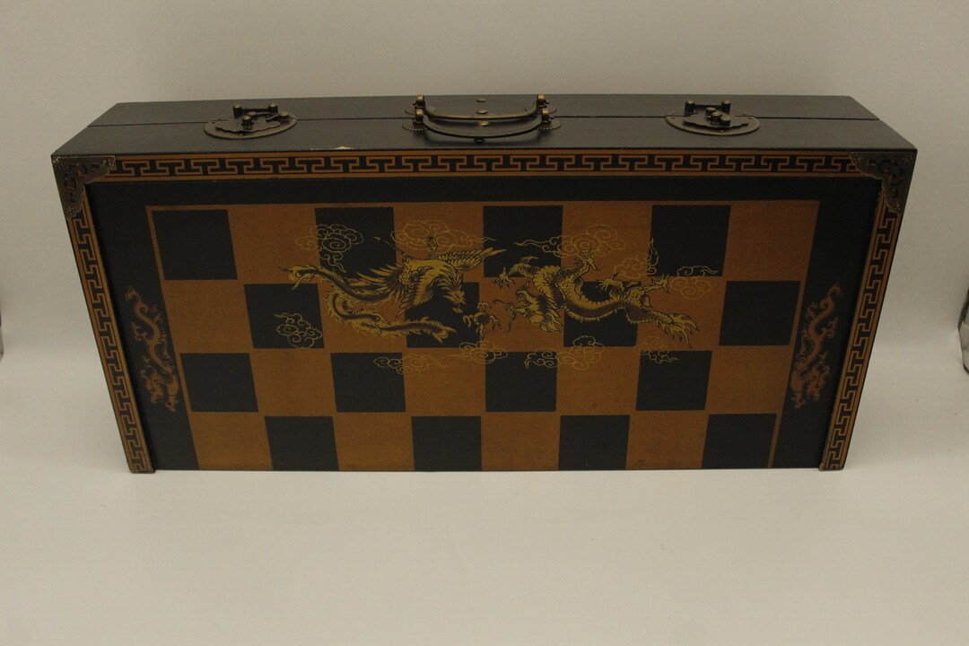 Vintage Asian Checker Chess Box 'ancient' Reproduction Brass Latches ...