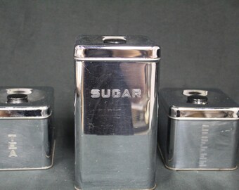 Vintage Lincoln BeautyWare 3 Piece Canister Set with Knobbed Lids (V3476)