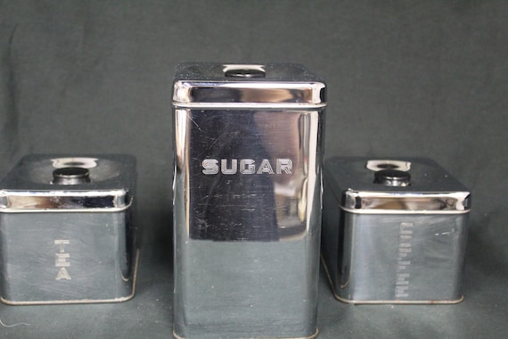 Vintage Lincoln Beautyware 3 Piece Canister Set With Knobbed Lids