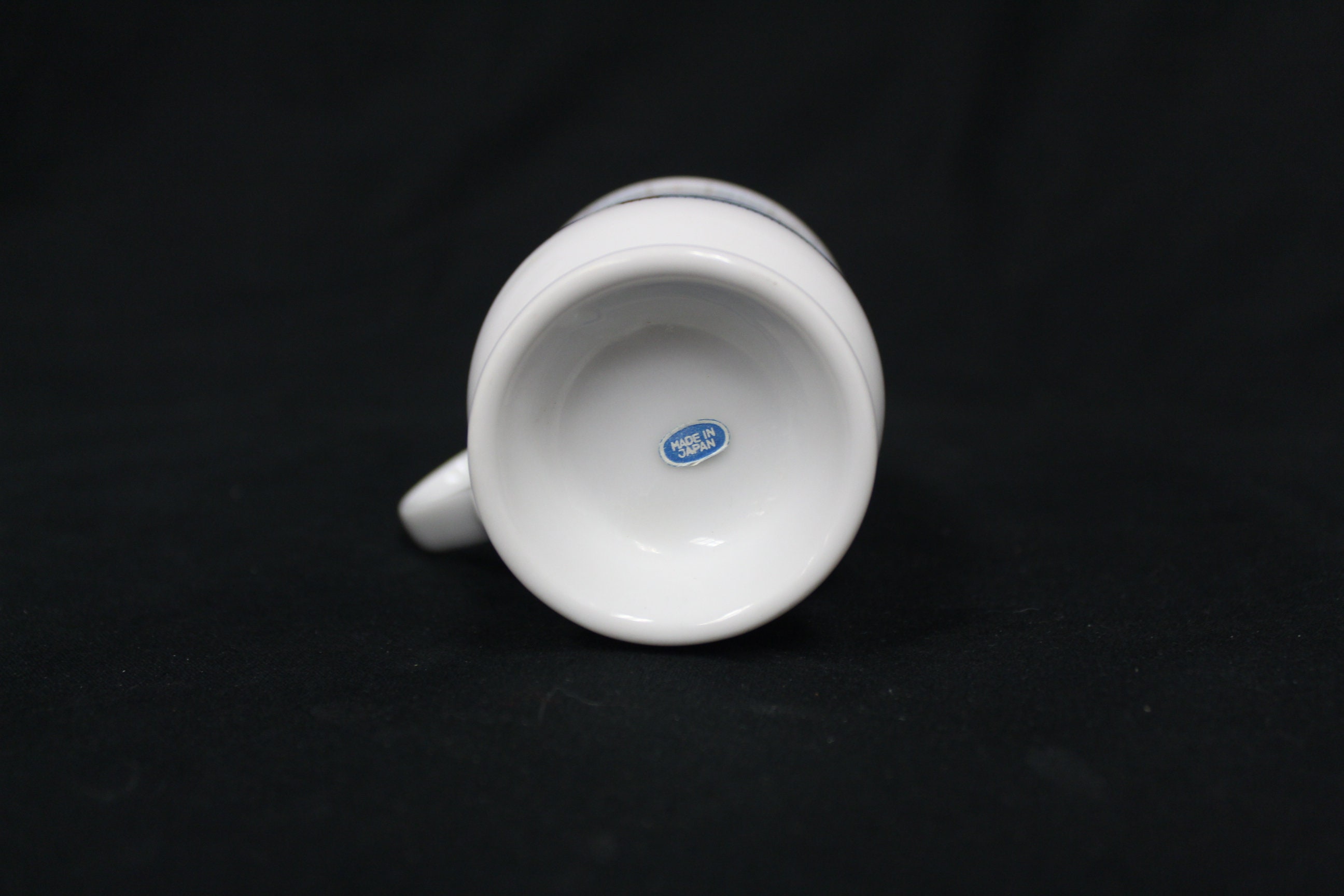 Vintage Set of Four Japan Footed Mugs Blue Goose Detail Vintage Set of Four Japan Footed Mugs Blue Goose Detail