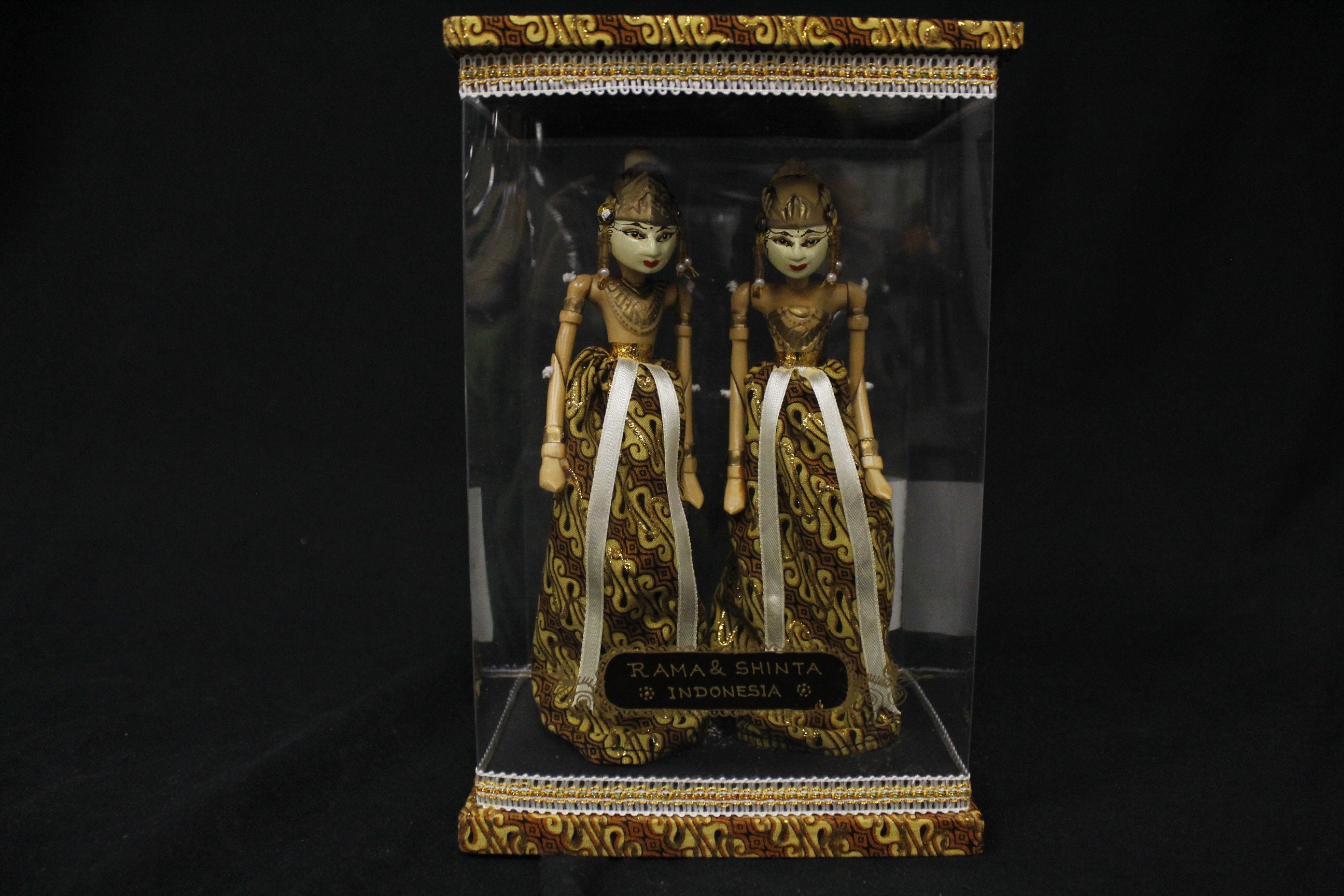 Vintage Rama & Shinta Indonesian Rod Puppets in Original Clear