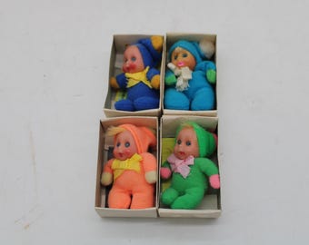 Vintage Pierino Dressed Dolls in Large Faux Match Box Jeweled Eyes Beanie (S4527)