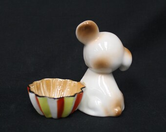Vintage Japanese Ceramic Dog Cigarette Holder With Ashtray (V1866