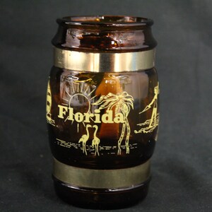 Vintage Florida Siesta Ware Brown Glass Mug Wood Handle Souvenir (V4653)