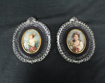 Retratos enmarcados de la señorita Appy y una joven con flores, creación de camafeo vintage (V3811)