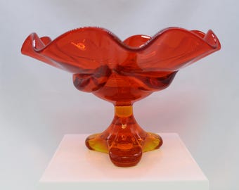 Vintage Viking 1960’s  Amberina Hankerchief Compote Stemmed Glass (S4504)