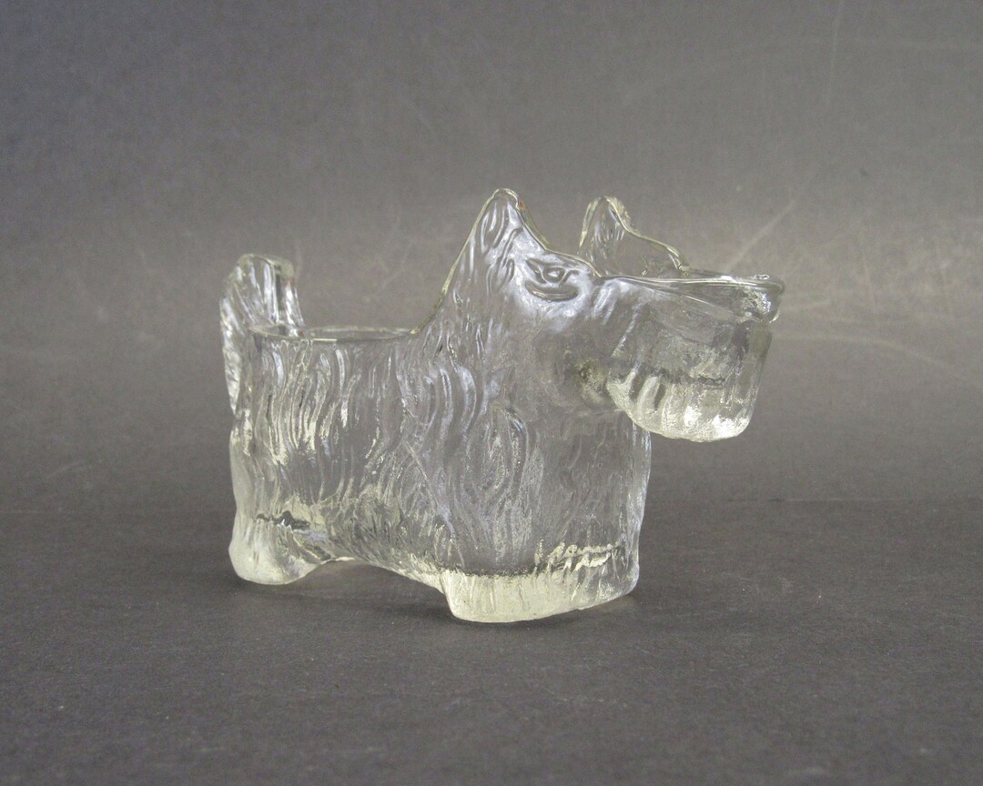 Vintage 1930s Small Clear Glass Scottish Terrier Cream Pitcher (E10909 ...