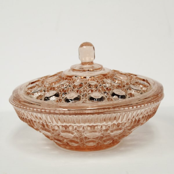 Pink Depression Glass Bowl With Lid Etsy