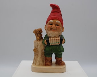 Vintage Elf with Squirrel and Accordian Ceramic (S4511)