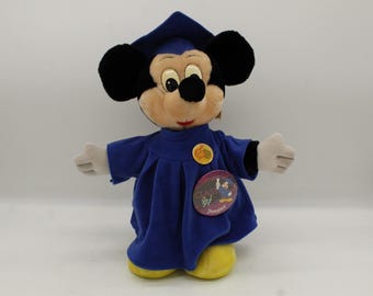 Vintage Disneyland Mickey Mouse Graduation Plush with Blue Gown (S3040)