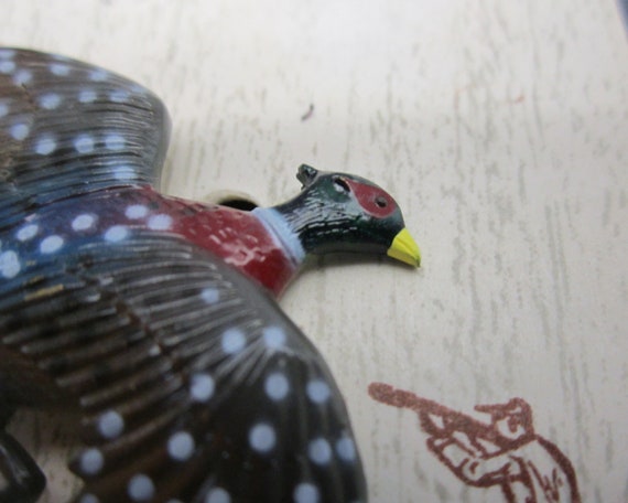 Vintage Hand Painted Pheasant Wildlife Novelty Br… - image 2