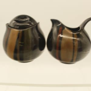 Vintage Sango Avanti Black Creamer and Covered Sugar Container (S878)