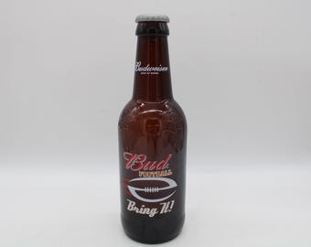 Vintage Budwiser Bottle Advertising Bring it Tall Football with Removable Cap (S4610)