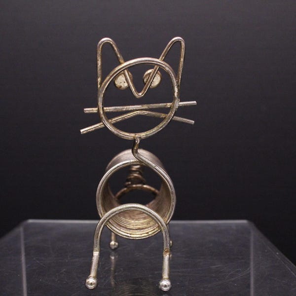 Vintage Cat Wire Coil Letter Holder (S495)