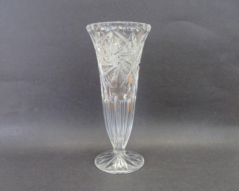 Vintage Cut Glass Cone Shaped Vase E3471 Etsy