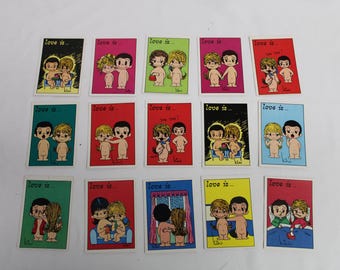 Vintage Love is...Casali 1990's Cartoon Set of Five Sticker Cards (S4515)