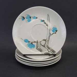 Vintage Red Wing &#39;Driftwood Blue&#39; Saucers, Set of 5 (E10766)