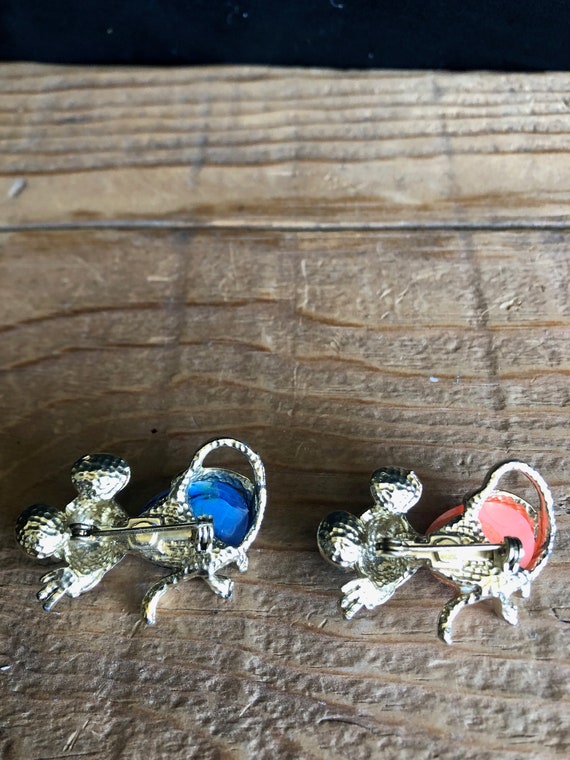 Vintage Cute Silver Mouse Novelty Brooches with B… - image 2