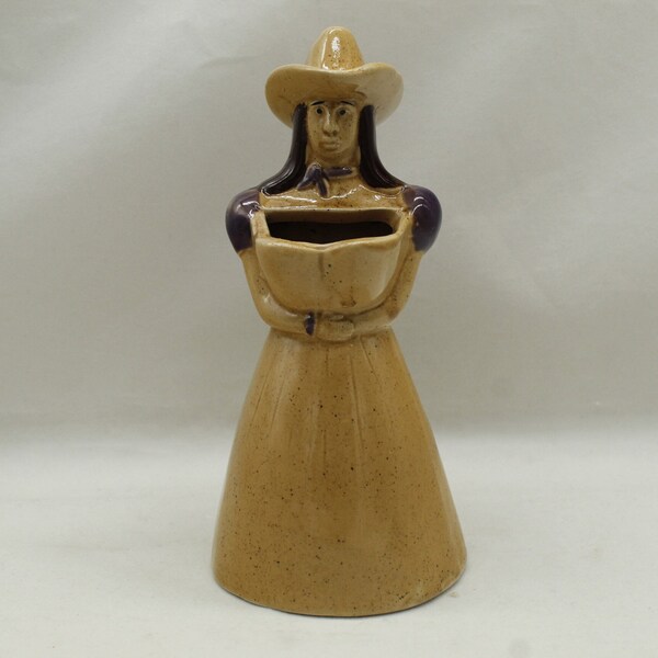 Vintage Cowgirl Pottery Holding Planter (V8491)