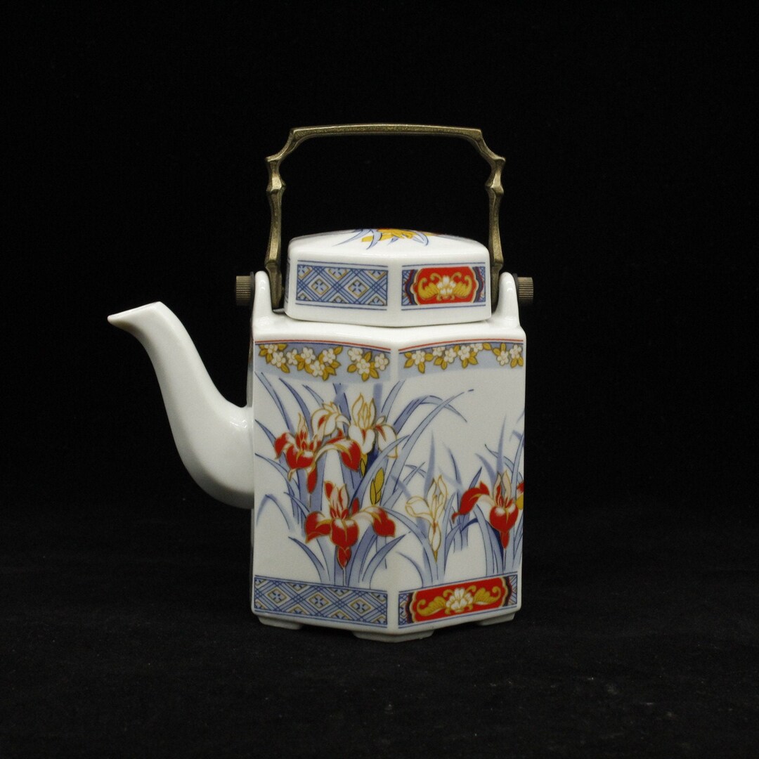 Vintage Orange Iris Shoji Toscany Teapot Japan V7326 Etsy