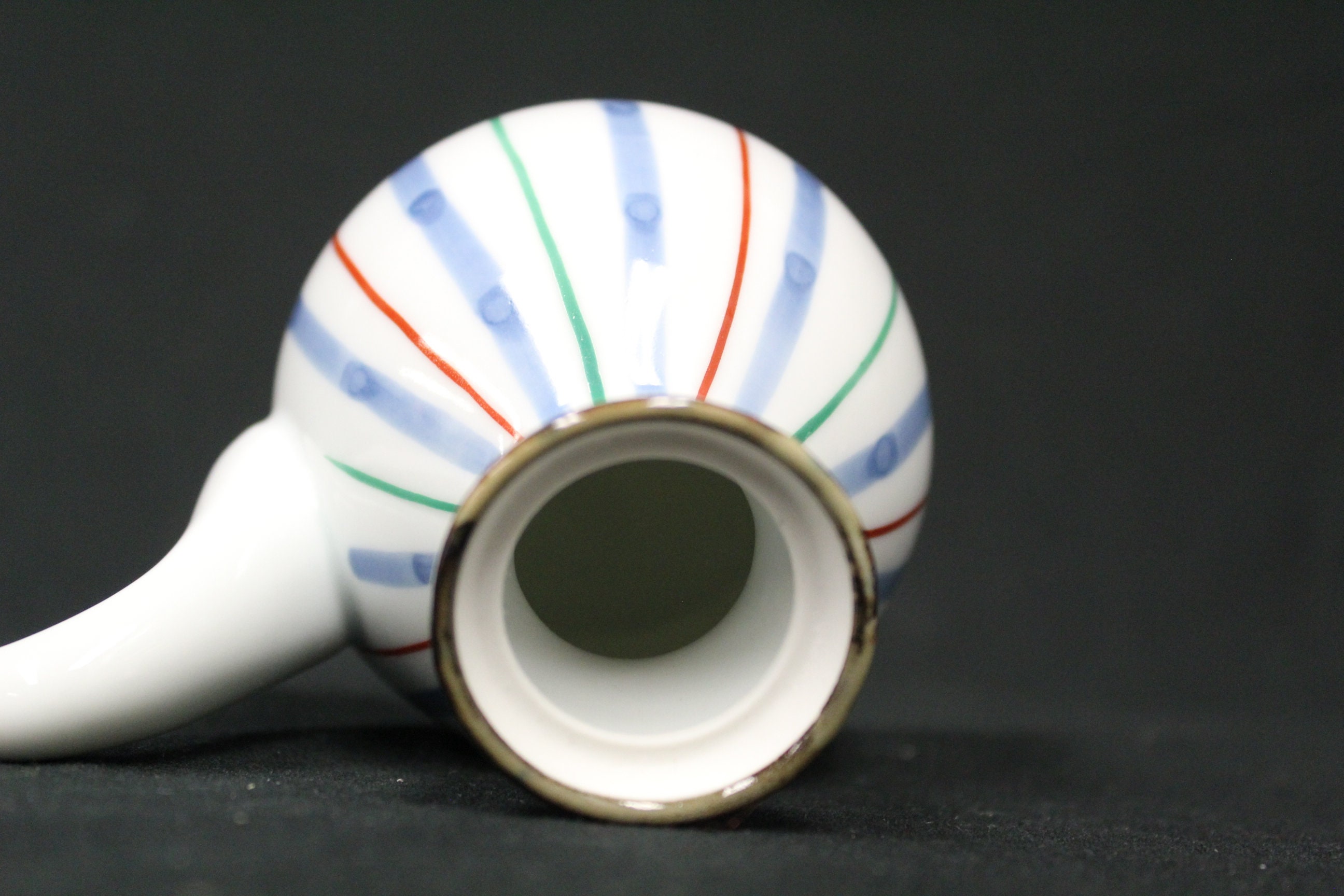 Vintage Shiki San Francisco Striped Ceramic Sake Bottle With Spout no